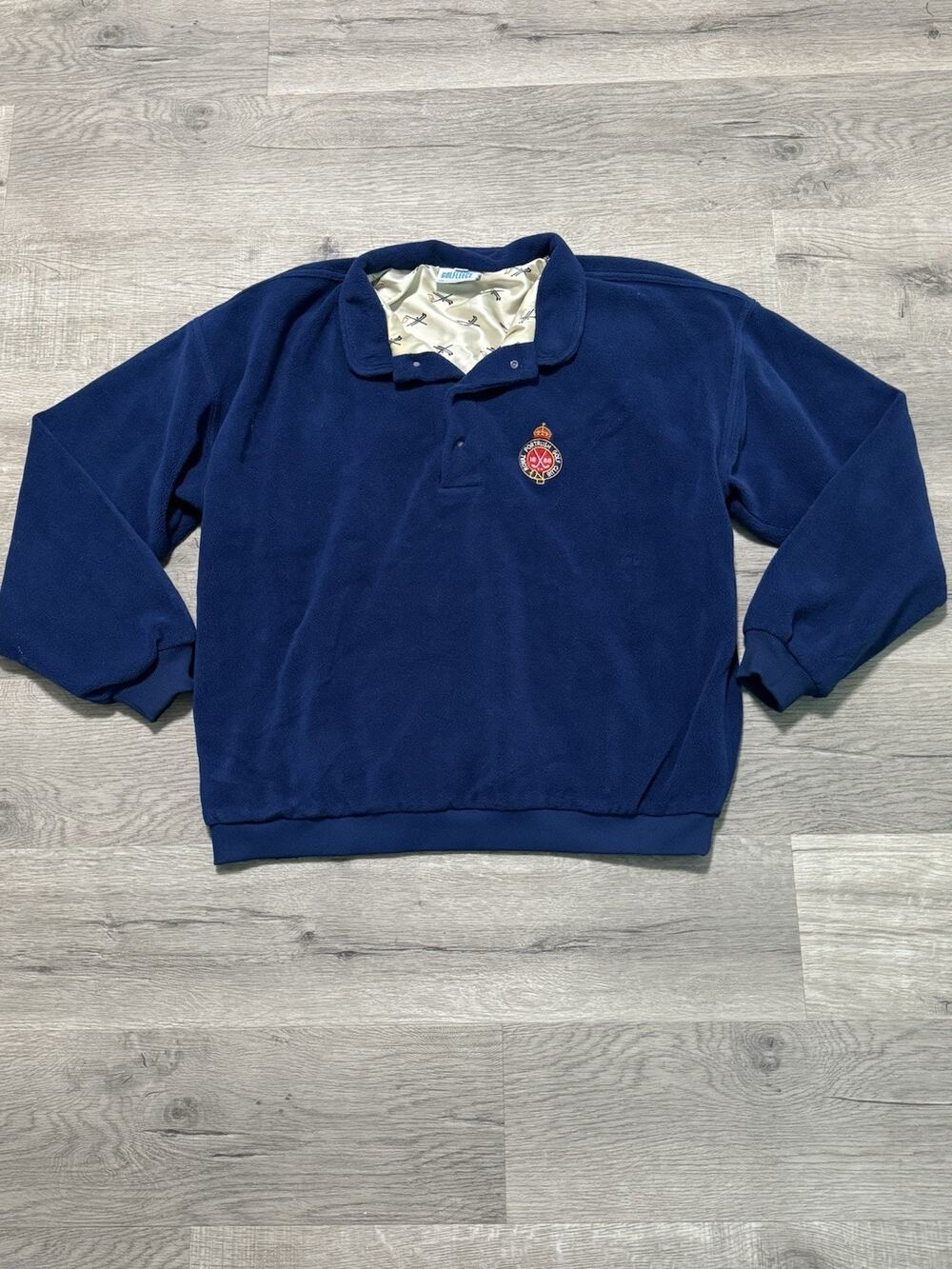 Royal Portrush Golf Club XL Blue Fleece Snap Pullover Jacket Sun Mountain EUC